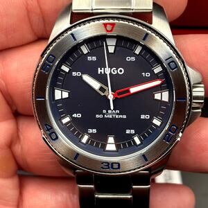 HUGO Mens 1530224 Stainless Steel Blue Dial Street Diver Style Quartz Watch 50m